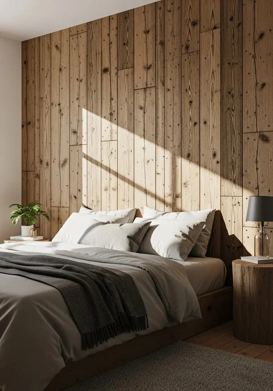 Running Out of Wall Space? These 20 Bedroom Wall Decor Ideas Are the Solution for 2026 18 Rustic Wood Accents