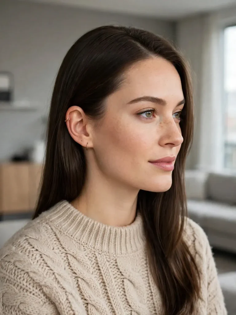 18 Straight Hairstyles for Women, Sorted by How Much Time You Actually Have 6 The Ear Tuck 768x1024 1