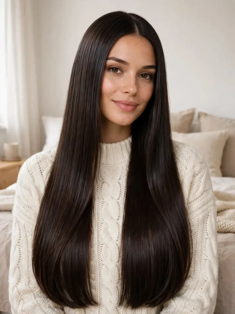 18 Straight Hairstyles for Women, Sorted by How Much Time You Actually Have 12 The Glass Hair Blowout 768x1024 1