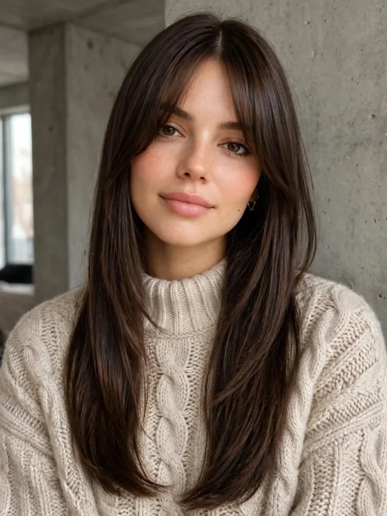 18 Straight Hairstyles for Women, Sorted by How Much Time You Actually Have 14 The Middle Part Curtain Bangs Straightened 768x1024 1