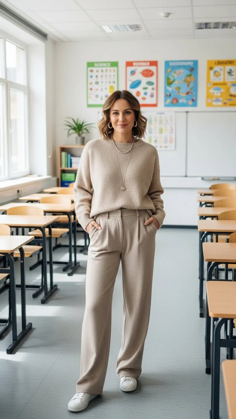 Stop Dressing Like You're Still in College: 13 Stylish Teacher Outfits Ideas 2026 That Actually Work 6 The Monochrome Magic