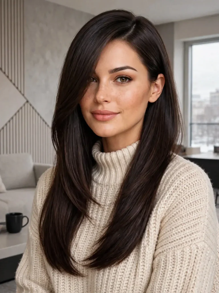18 Straight Hairstyles for Women, Sorted by How Much Time You Actually Have 9 The Side Swept Straight 768x1024 1