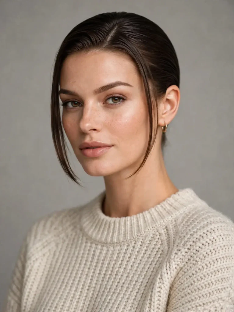18 Straight Hairstyles for Women, Sorted by How Much Time You Actually Have 11 The Slick Back with Face Framing Pieces 768x1024 1