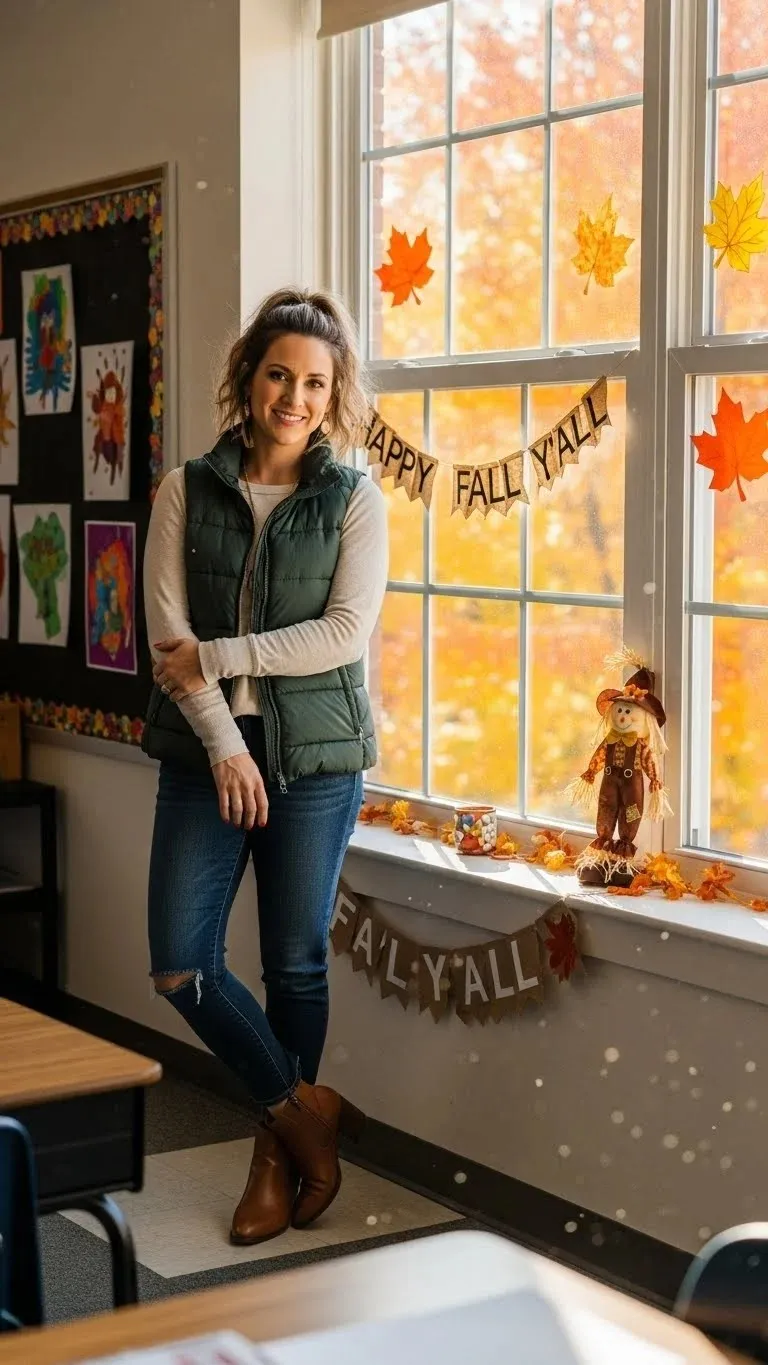 Stop Dressing Like You're Still in College: 13 Stylish Teacher Outfits Ideas 2026 That Actually Work 12 The Vest Layering Technique