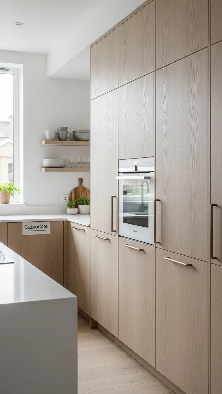 15 White Oak Kitchen Cabinets Ideas 2026: Transform Your Kitchen Into a Stunning Space 4 Vertical Grain White Oak Minimalist Design