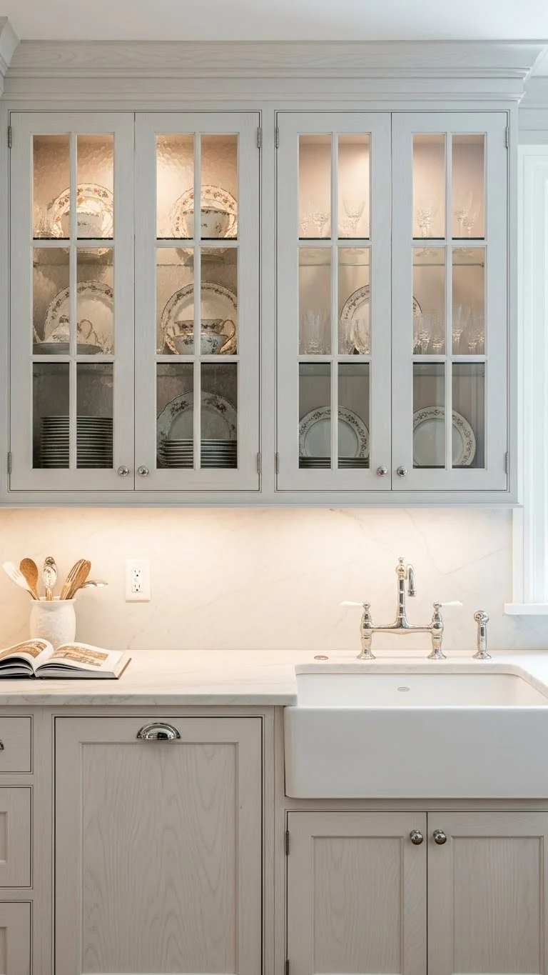 15 White Oak Kitchen Cabinets Ideas 2026: Transform Your Kitchen Into a Stunning Space 12 White Oak with Glass Front Upper Cabinets