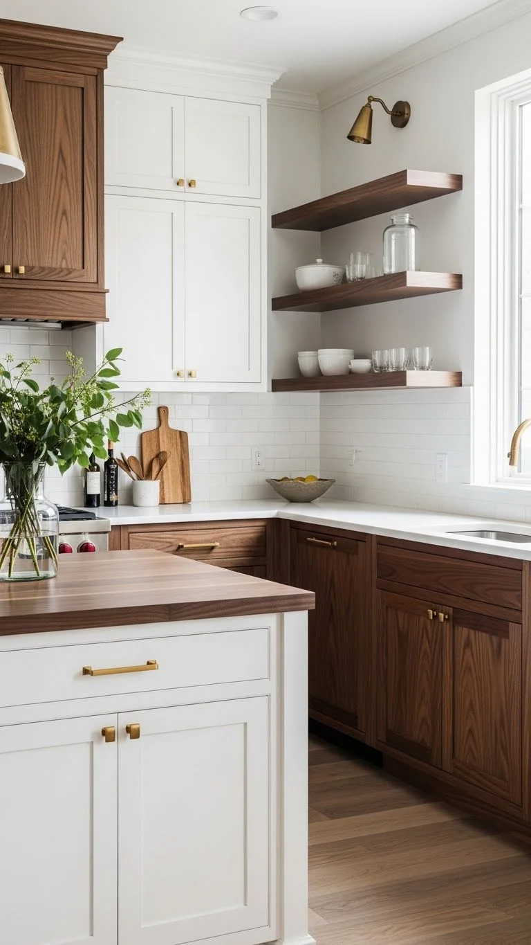 15 White Oak Kitchen Cabinets Ideas 2026: Transform Your Kitchen Into a Stunning Space 16 White Oak with Walnut Wood Accents