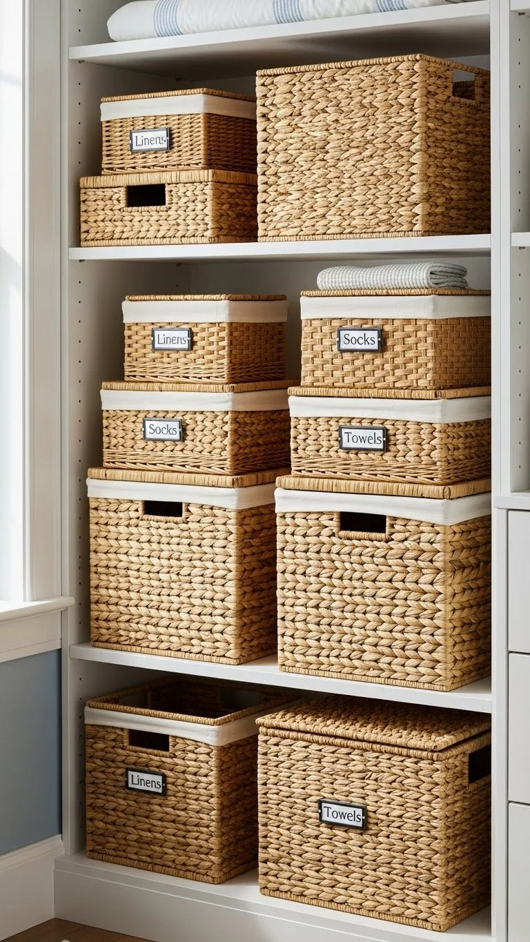 20 Coastal Bedroom Ideas 2026: Transform Your Space Into a Beachside Paradise 18 Wicker Storage Baskets