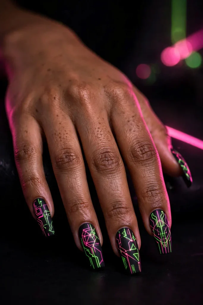 c17 neon line art black