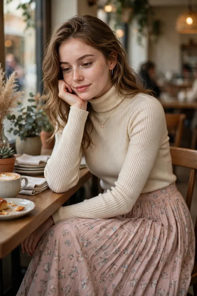 15 Modest Girly Outfit Ideas (Covered, But Make It Chic) 8 modest 07 maxi skirt fitted turtleneck