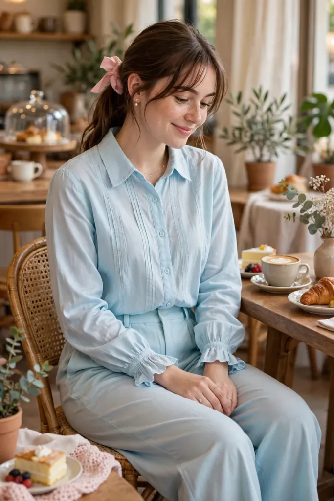 15 Modest Girly Outfit Ideas (Covered, But Make It Chic) 10 modest 09 pastel coord set long sleeves