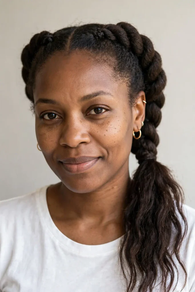 10 double twist ponytail