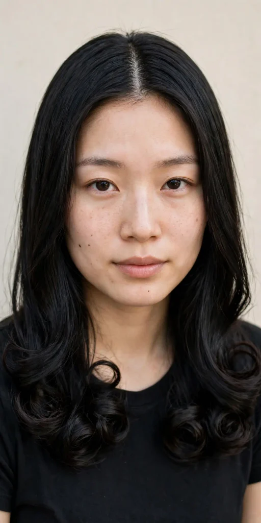 18 curled ends center part