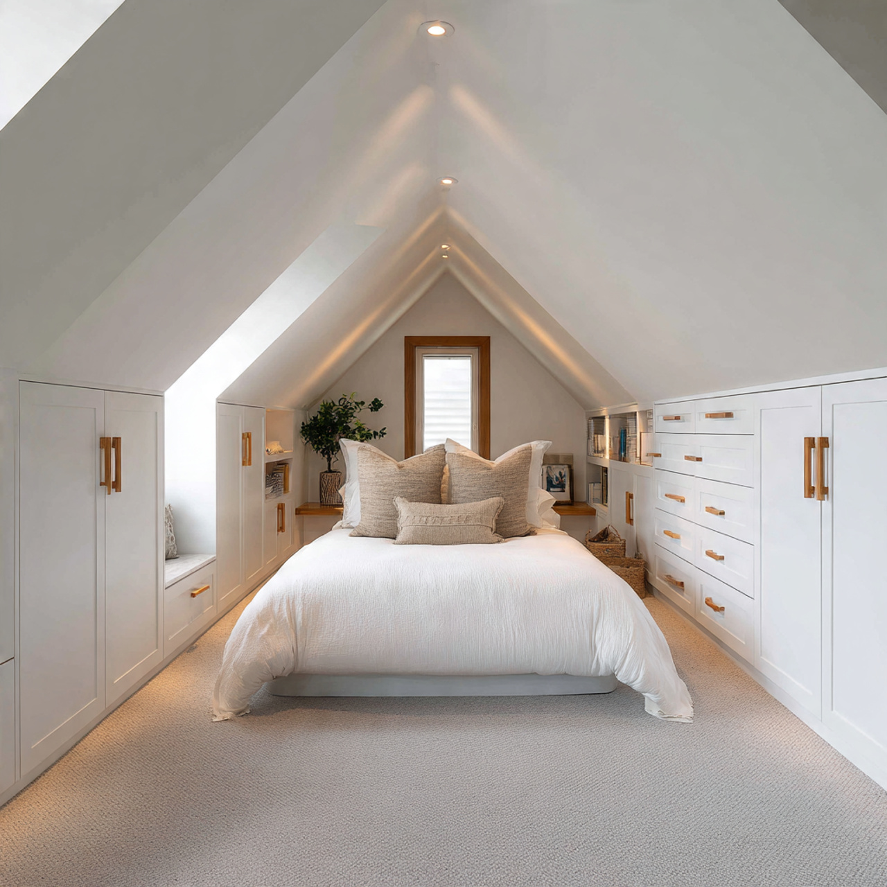 13 Attic Bedroom Ideas 2026 That Will Make You Fall in Love with Your Rooftop Space 4 Built-In Storage Along the Eaves