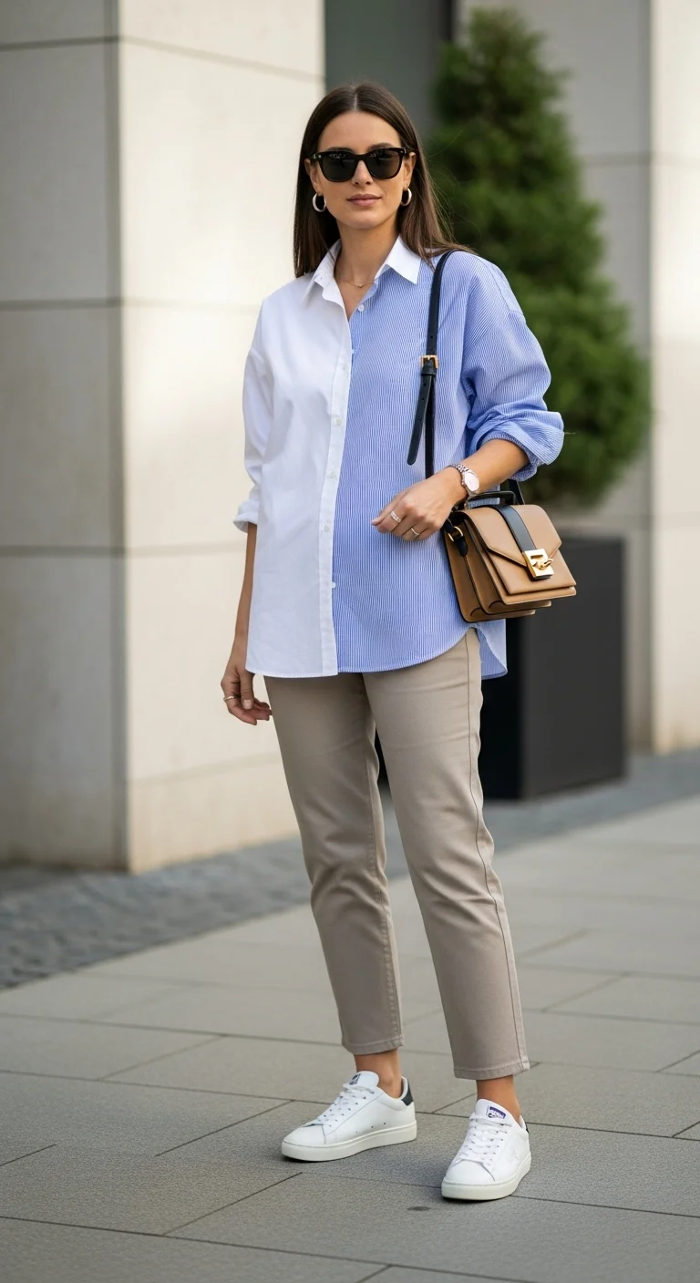 Why These 19 Trendy Spring Outfit with Sneakers Are Shocking Fashionistas 2026 13 Casual Button-Down Shirt & Sneakers