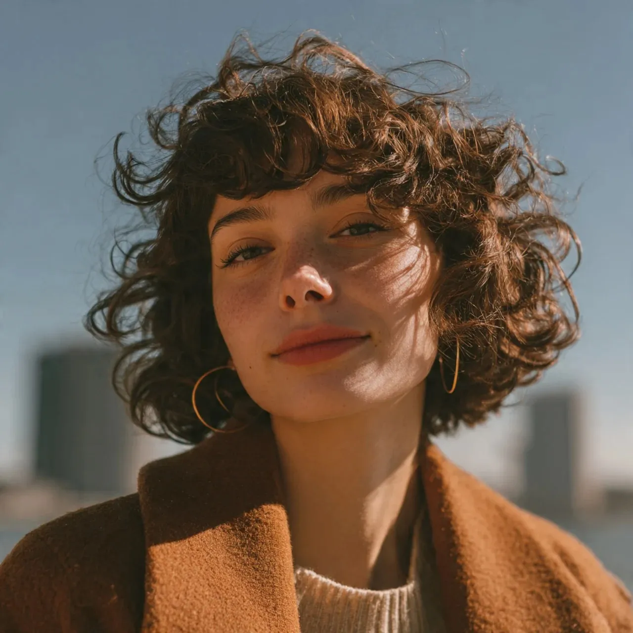 14 Stunning Ways to Rock Curtain Bangs on Curly Hair 6 Curly Lob with Curtain Bangs