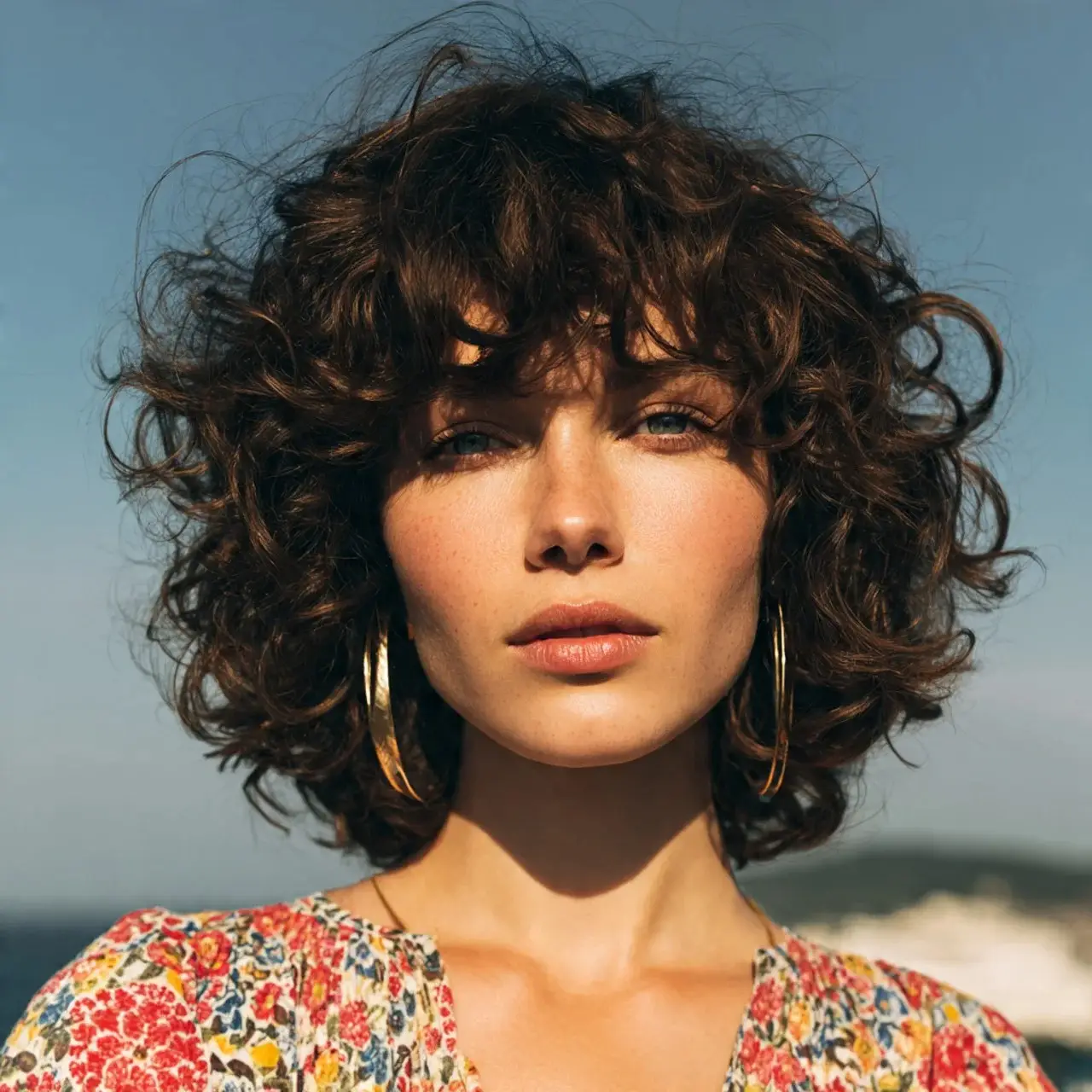 14 Stunning Ways to Rock Curtain Bangs on Curly Hair 11 Curly Shaggy Bob with Curtain Bangs