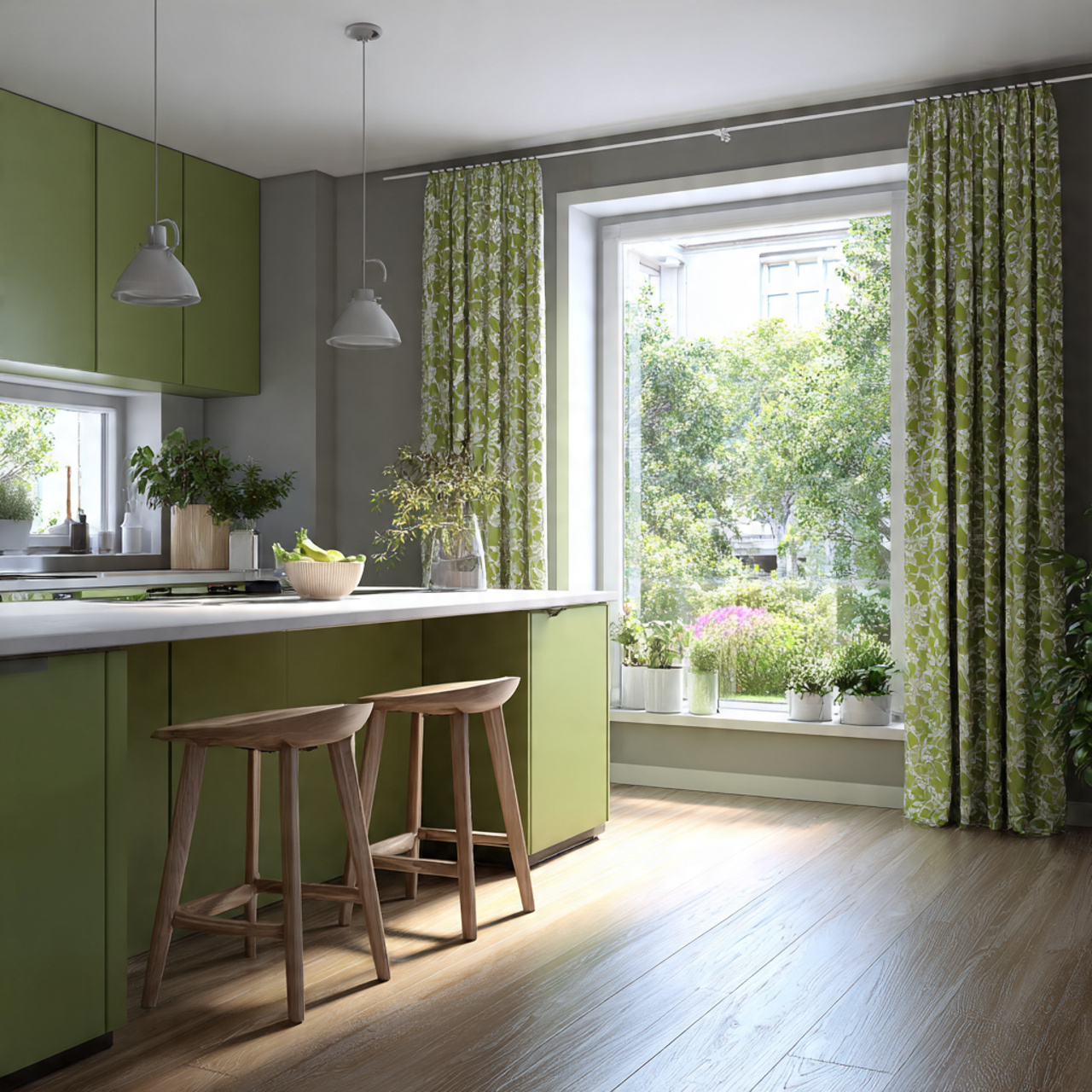 15 Green Kitchen Ideas 2026: The Easiest Ways to Make Your Kitchen Look Fresh and Beautiful 12 Green Kitchen Curtains and Window Treatments