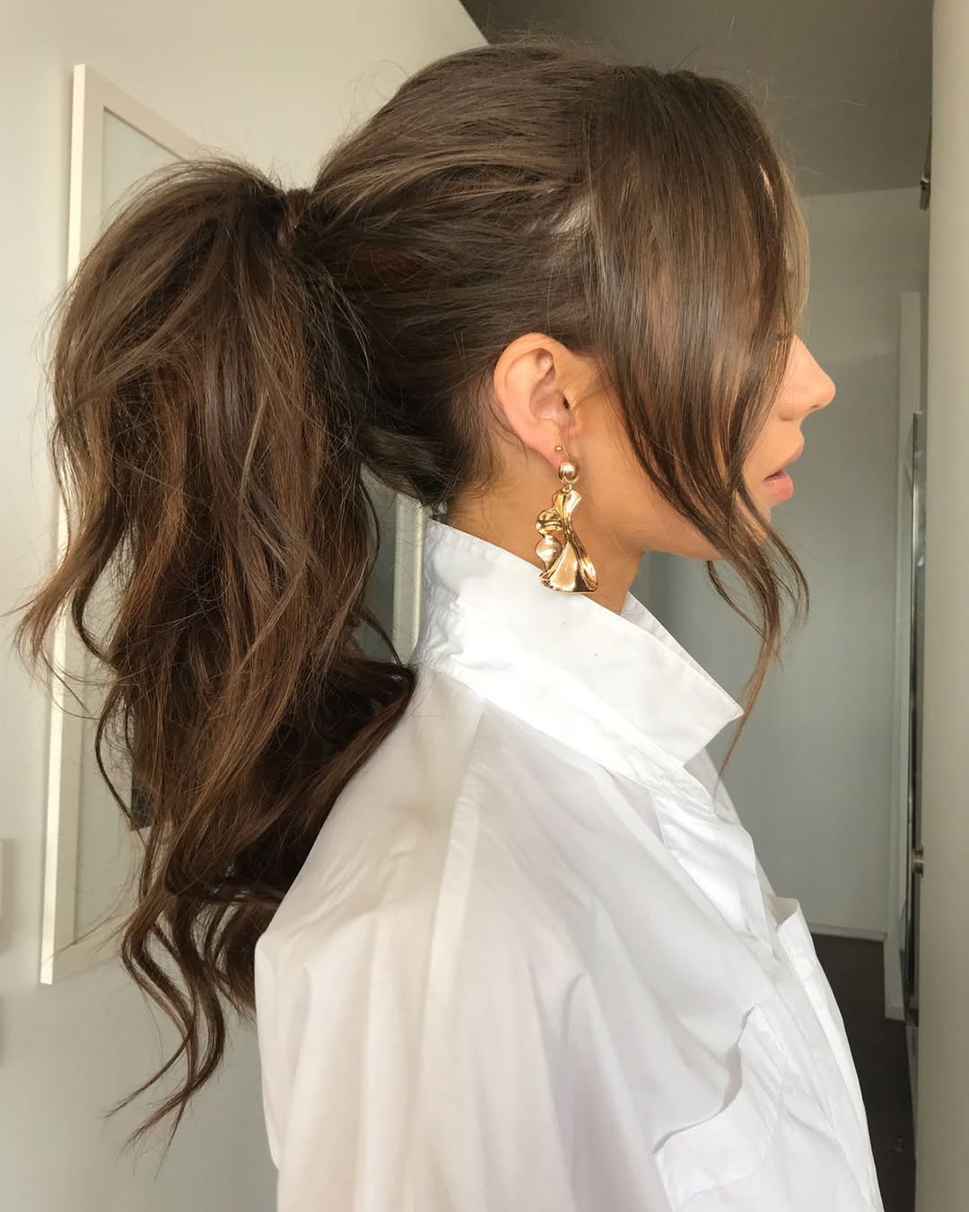 14 Curtain Bangs Long Hair Ideas That Will Make You Want to Cut Your Hair Today 6 High Ponytail + Curtain Bangs