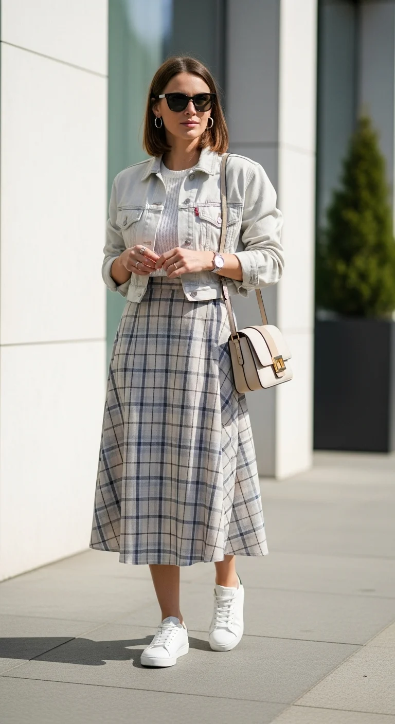 Why These 19 Trendy Spring Outfit with Sneakers Are Shocking Fashionistas 2026 12 Plaid Skirts & Sneakers