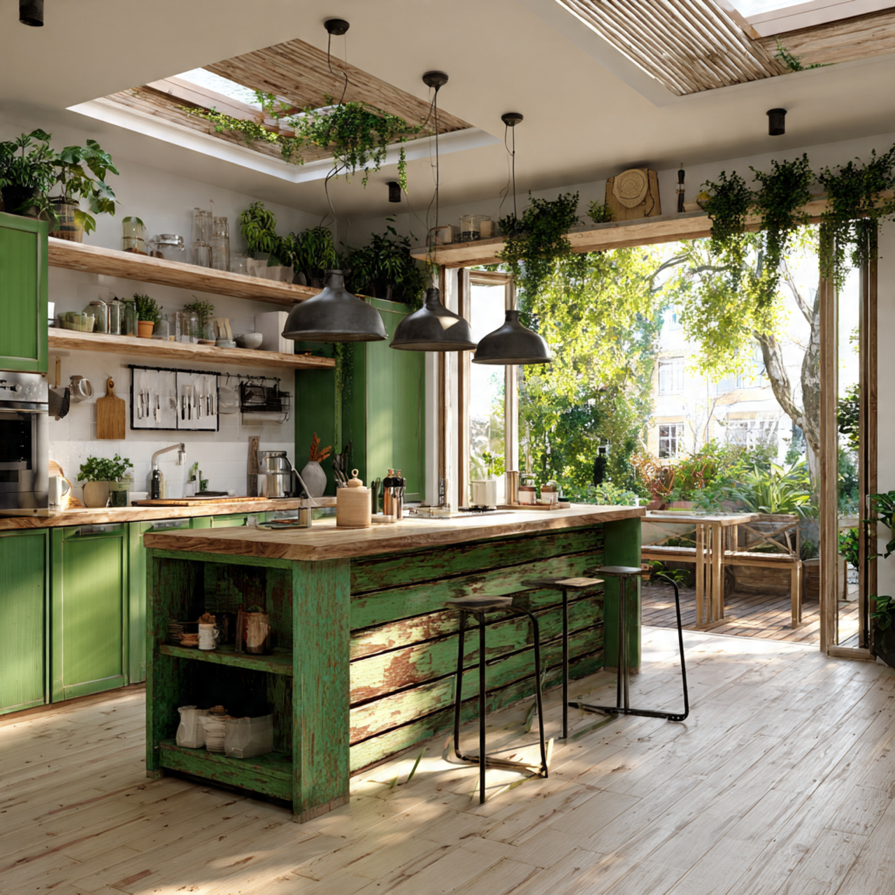 15 Green Kitchen Ideas 2026: The Easiest Ways to Make Your Kitchen Look Fresh and Beautiful 11 Reclaimed Wood with Green Accents