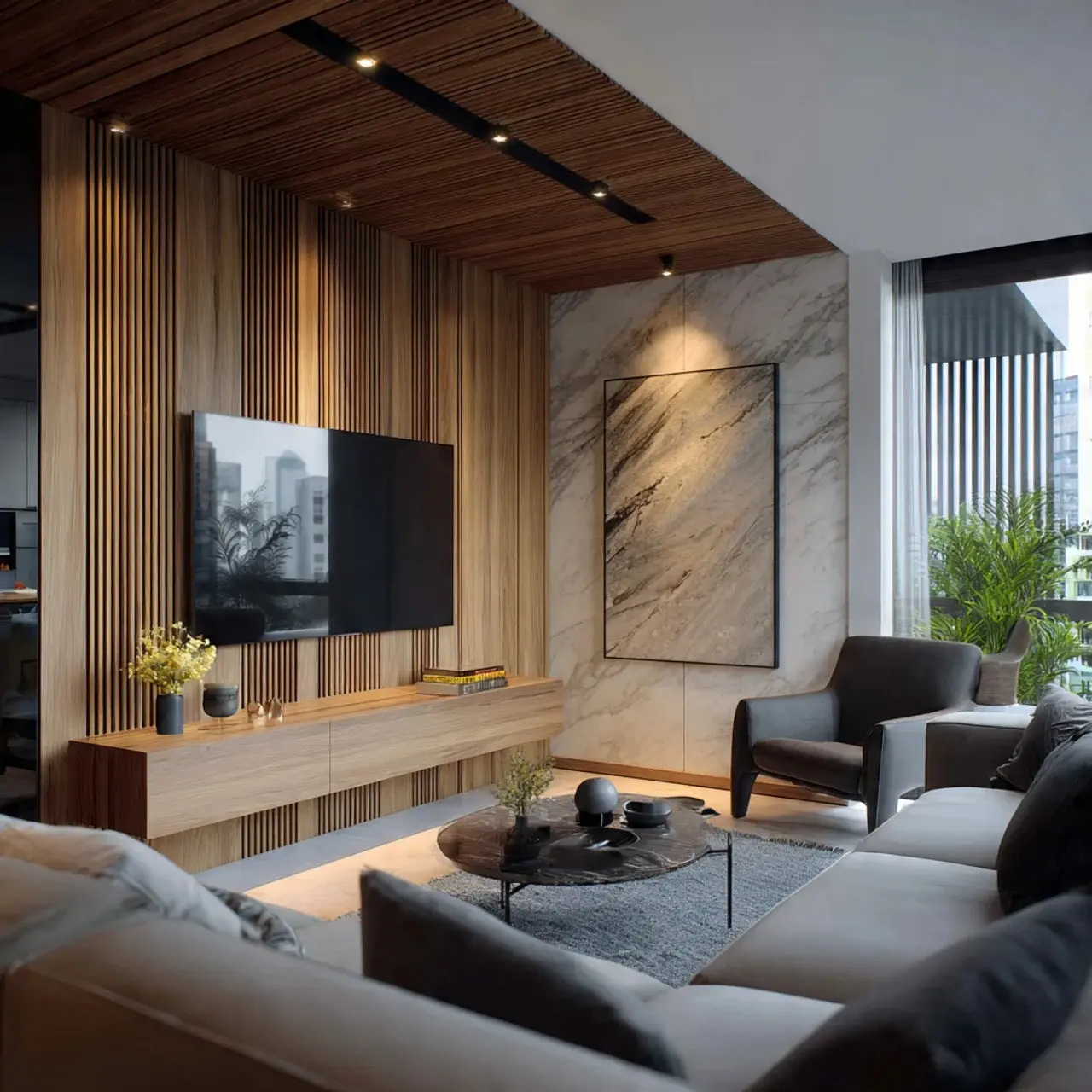 14 Apartment Living Room Ideas 2026: Small Space, Big Style 13 TV Console as a Design Statement