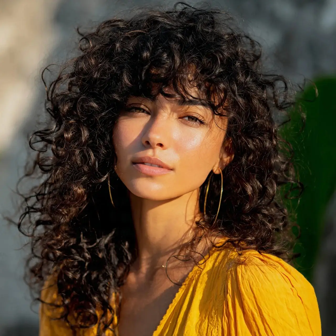 14 Stunning Ways to Rock Curtain Bangs on Curly Hair 5 Voluminous Curls with Center-Parted Curtain Bangs