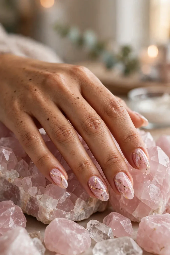 17 Best Nail Design Ideas for February That Go Beyond Basic Valentine's 10 f08 rose quartz marble
