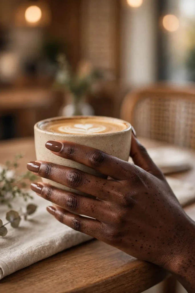 17 Best Nail Design Ideas for February That Go Beyond Basic Valentine's 12 f10 mocha love