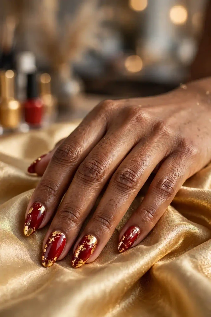 17 Best Nail Design Ideas for February That Go Beyond Basic Valentine's 17 f15 red gold foil