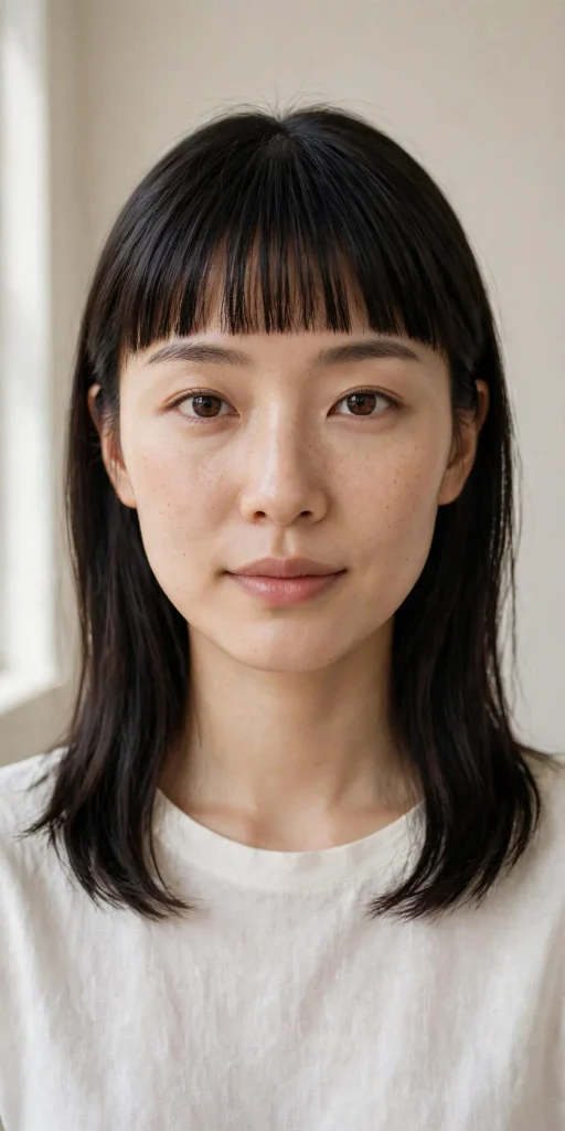 15 Hairstyles for Oval Faces, Chosen by the Feature You Want to Show Off 2 01 brow skimming blunt bangs