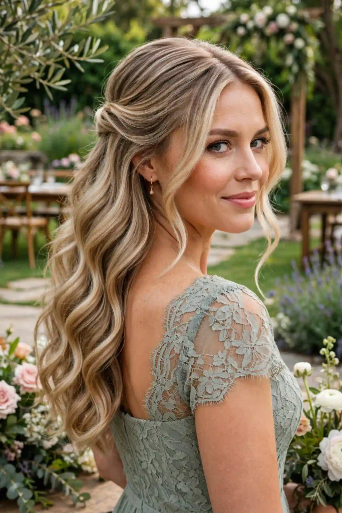 13 Wedding Guest Hairstyles, Chosen Like Entrées on an RSVP Card 3 02 soft half up waves