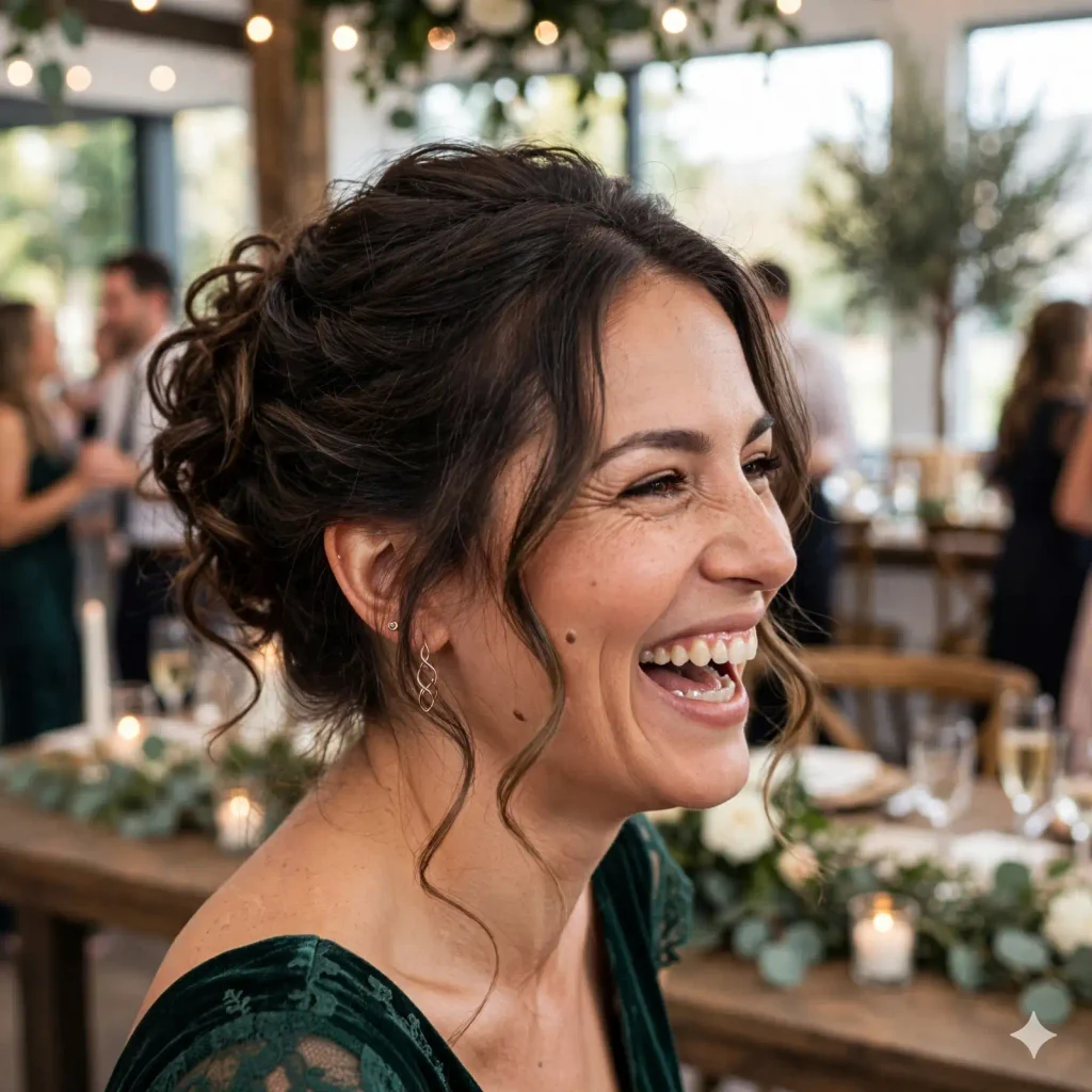 13 Wedding Guest Hairstyles, Chosen Like Entrées on an RSVP Card 9 08 textured updo face framing