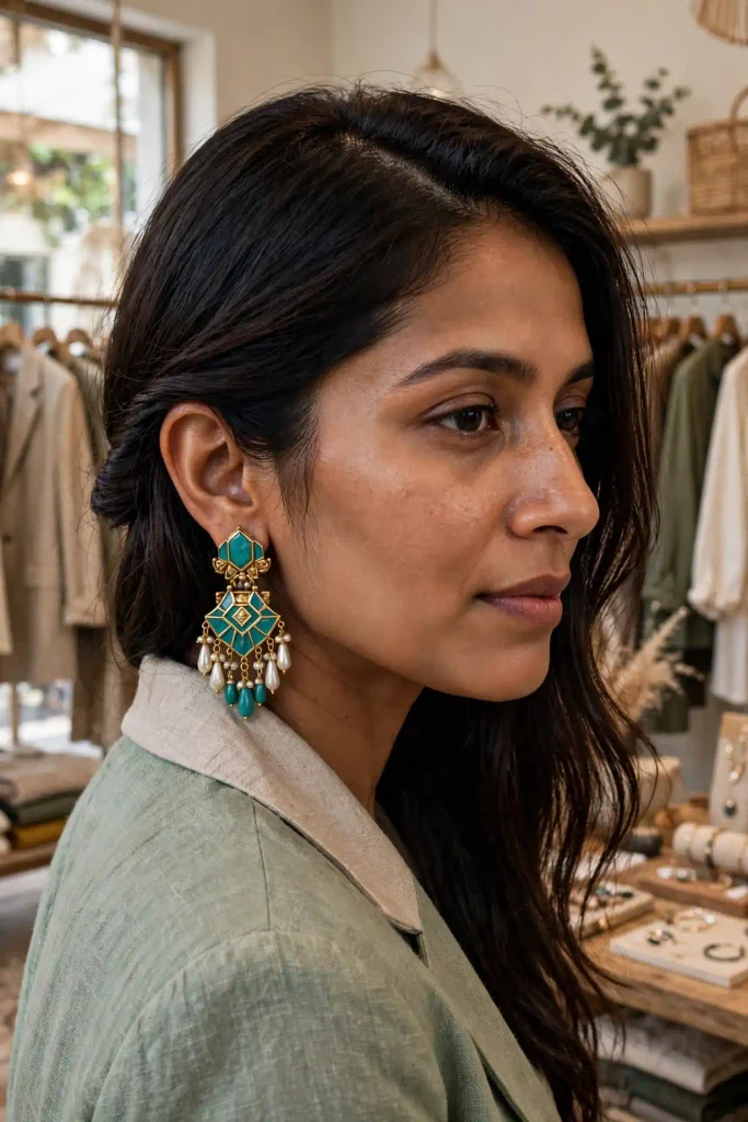 11 tucked side statement earrings