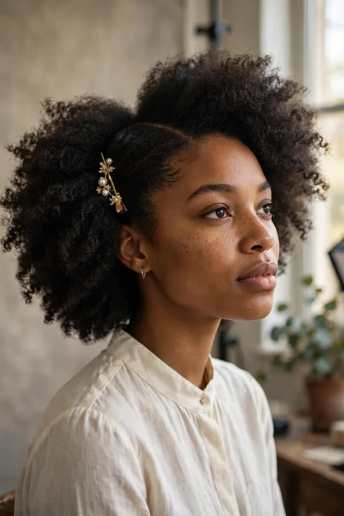 13 Natural Hairstyle Ideas, From Embracing Shrinkage to Showing Off Your Length 13 12 side part afro pinned side