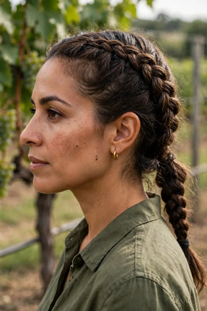 12 textured dutch braid low ponytail