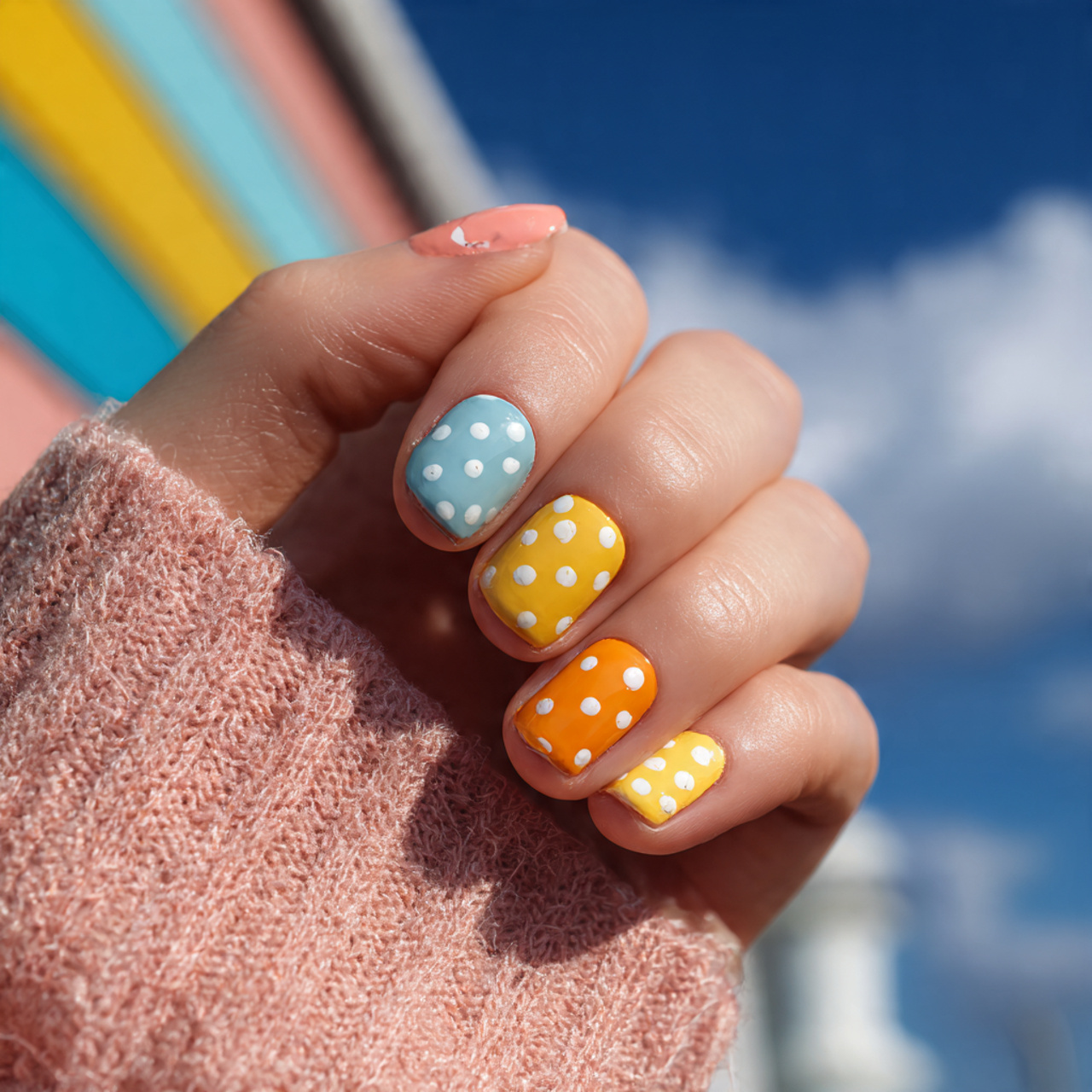 13 Easy Nail Art Ideas (Beginner-Friendly, Cute, and Fast) 2 Classic Polka Dots