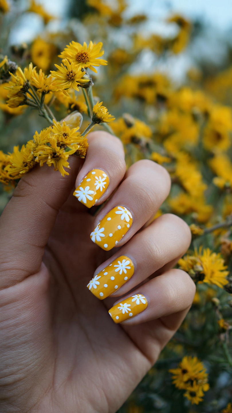 13 Easy Nail Art Ideas (Beginner-Friendly, Cute, and Fast) 10 Daisy Dots (Cute Flower Nails)