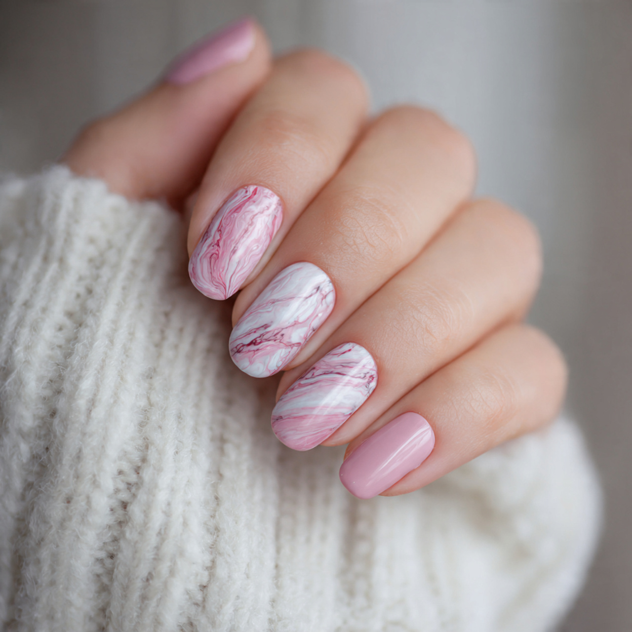 13 Easy Nail Art Ideas (Beginner-Friendly, Cute, and Fast) 12 Marble Swirl (The Lazy-Girl Version)