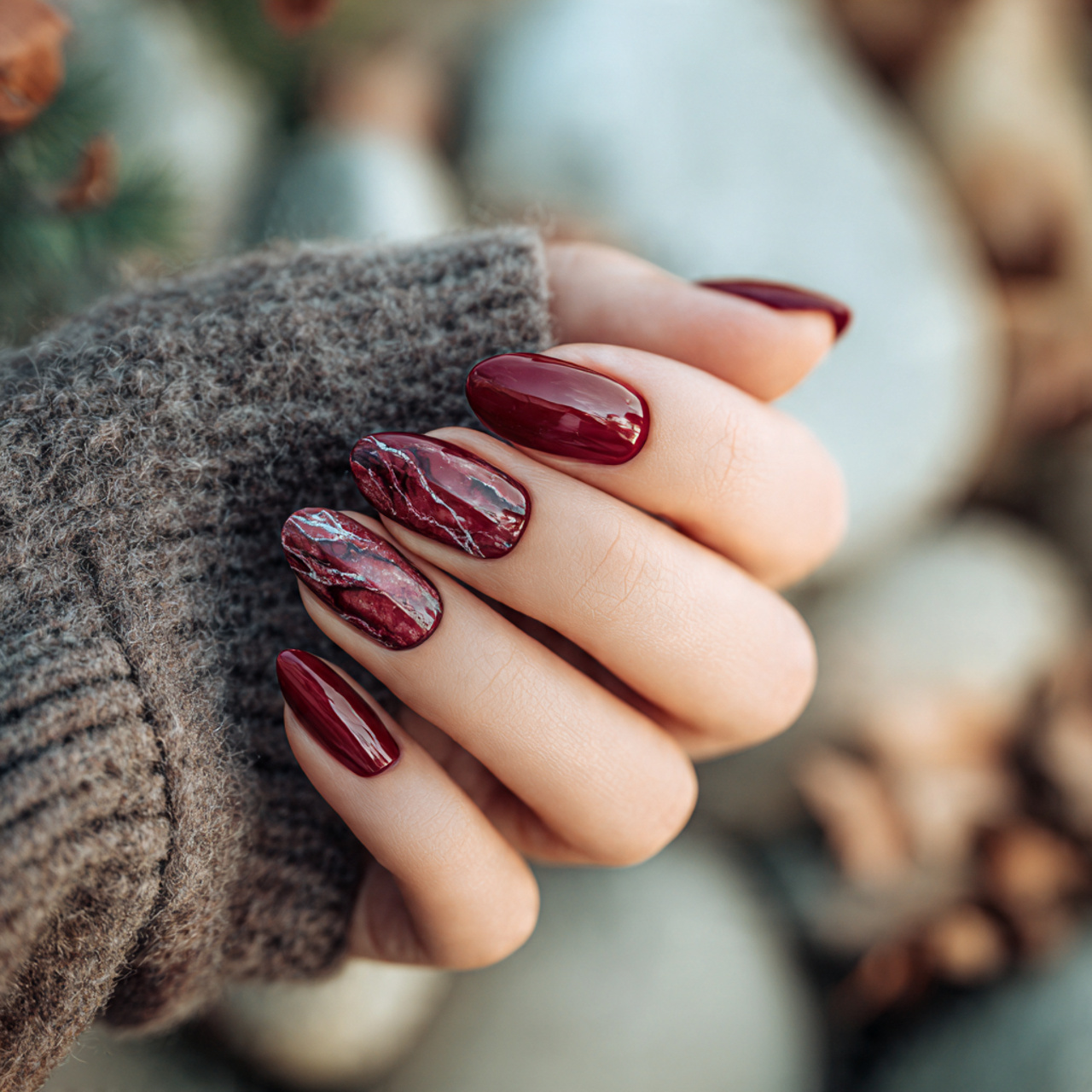 12 Nail Art Maroon Ideas: Bold, Classy, and Surprisingly Versatile 7 Maroon Marble Nails