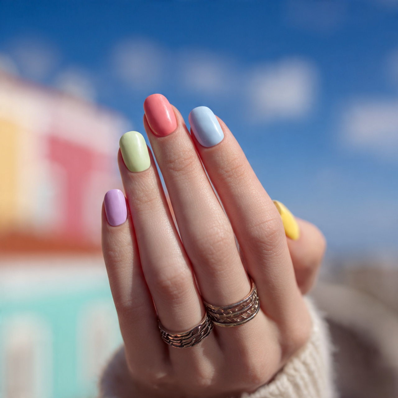 14 Nail Art Ideas: Fresh Designs You’ll Actually Want to Wear 7 Pastel Skittle Nails