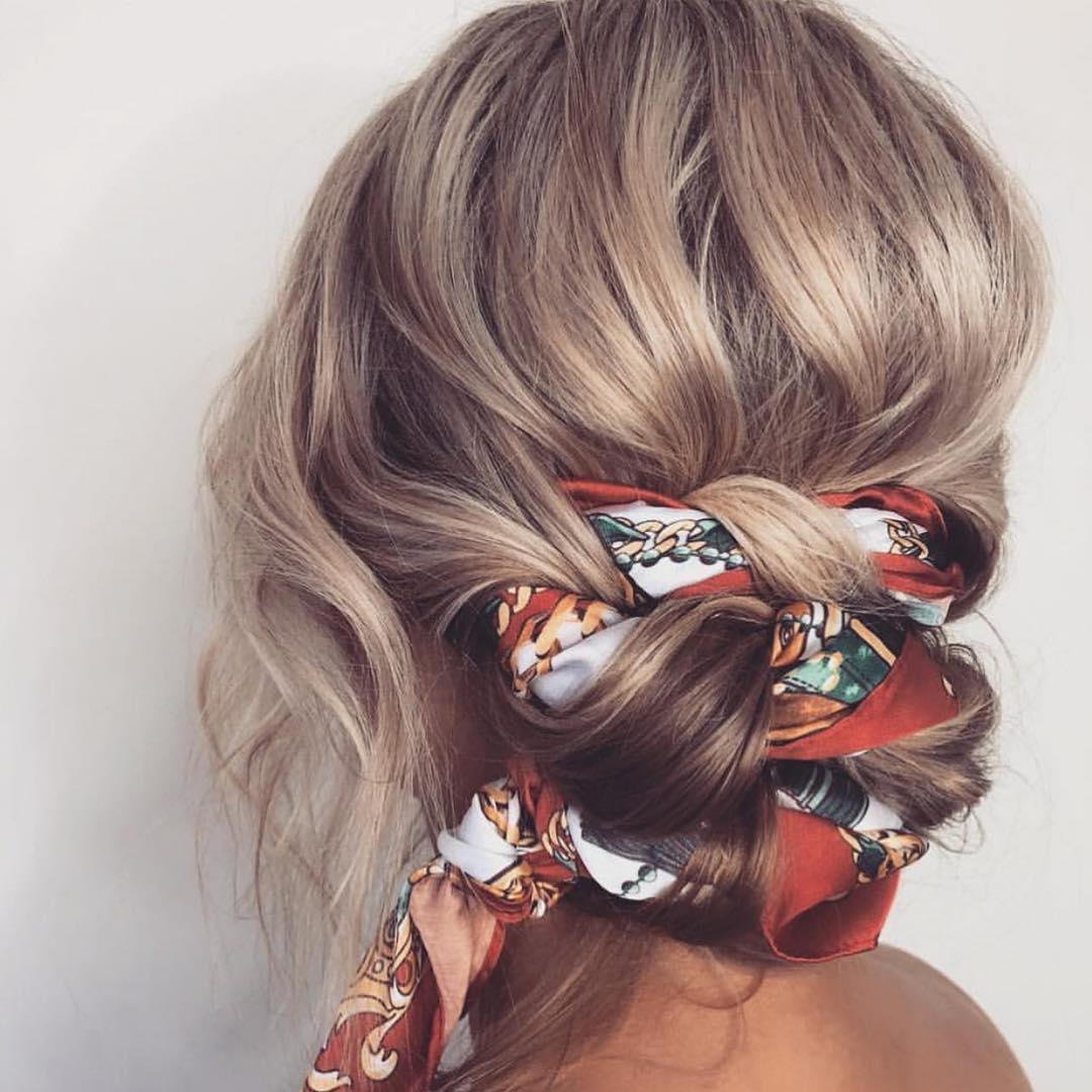 15 Low Bun Hairstyles Ideas That Prove Low Effort = Major Hair Goals (Steal These Tomorrow!) 9 Scarf-Wrapped Low Bun