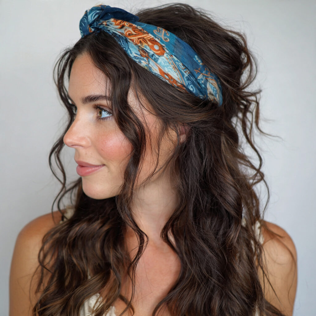 13 Bandana Hairstyle Ideas That Make Any Bad Hair Day Look Planned 7 bandana over loose beach waves