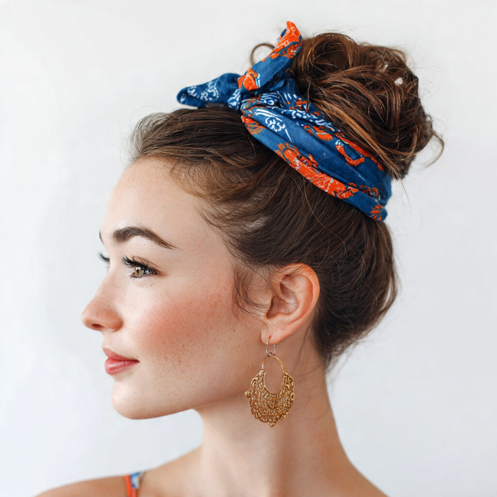 13 Bandana Hairstyle Ideas That Make Any Bad Hair Day Look Planned 10 bandana wrapped bun