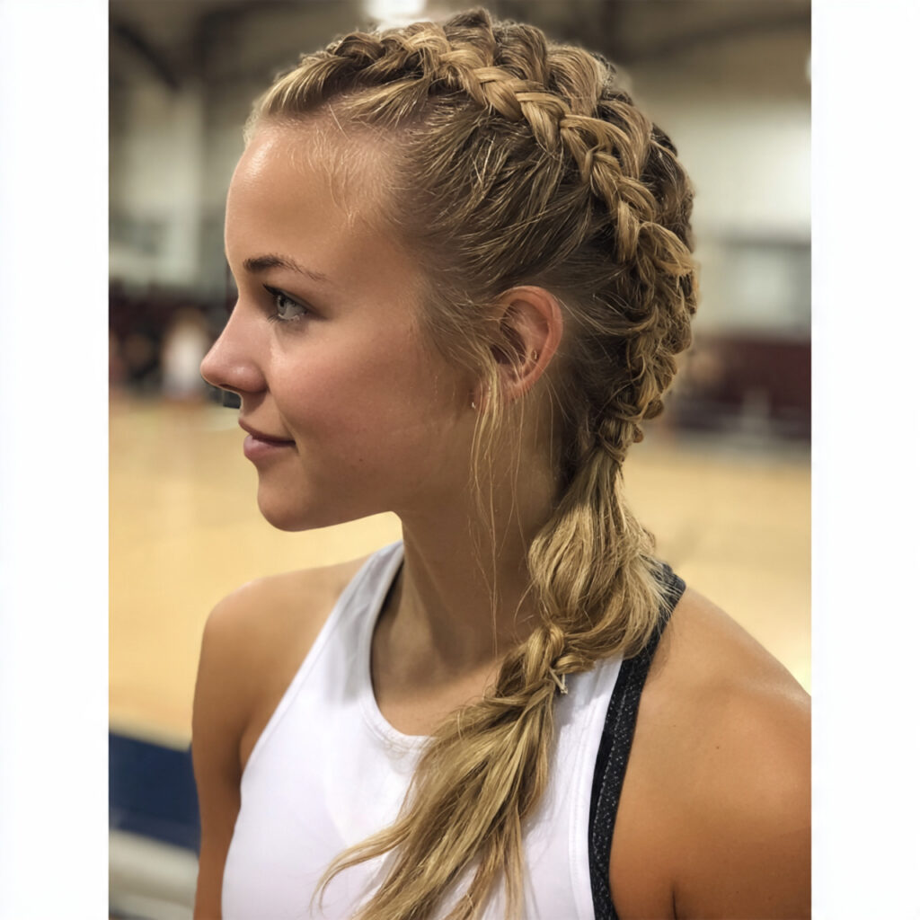 13 Volleyball Hairstyles Ideas That Are Cute, Game-Ready, and Actually Stay Put 10 boxer braids into ponytail for volleyball hairstyl