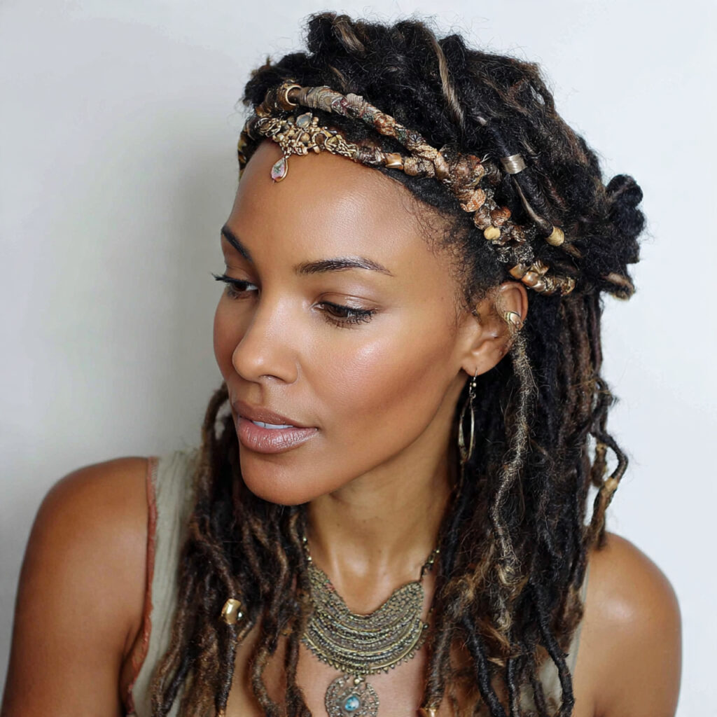 13 Locs Hairstyle Ideas That Are About to Be Your Whole Personality 9 braided crown with locs