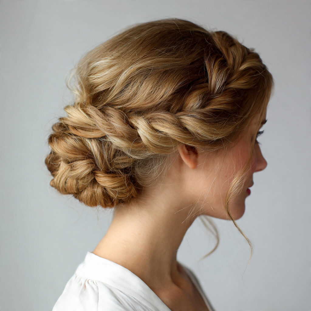 15 Quick Braided Hairstyles Ideas That Make You Look Put-Together in Minutes 8 braided low bun