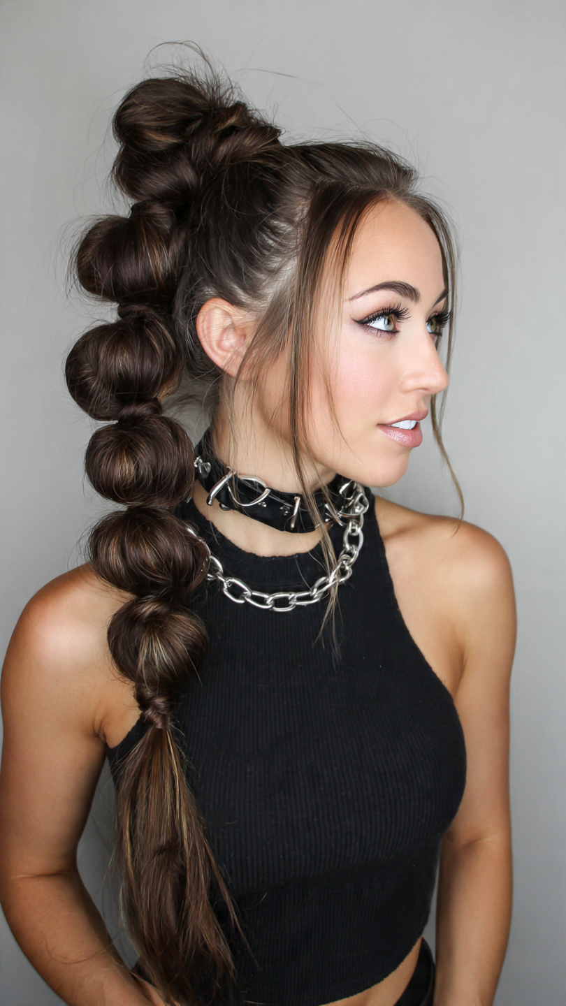 14 Graduation Hairstyles Ideas That’ll Have You Looking Like the Main Character on Your Big Day (Zero Stylist Needed, Bestie!) 7 Bubble Braid Ponytail for Playful Pop