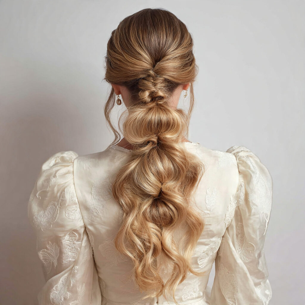 13 Wedding Guest Hairstyles That Look Expensive, Stay Put, and Photograph Like a Dream 8 bubble ponytail for wedding guest hairstyles