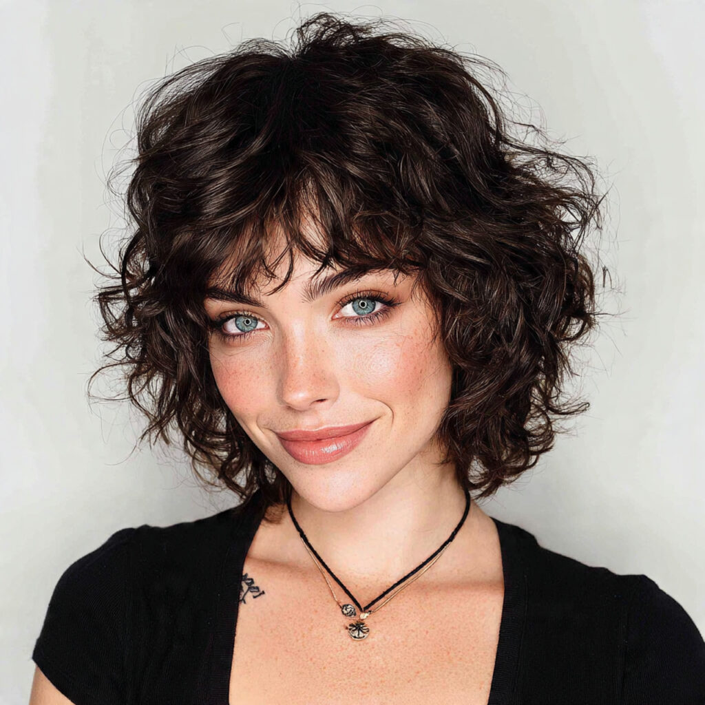 14 Short Curly Hairstyles That Are Cute, Cool, and Basically Doing the Most in the Best Way 9 chin length curly shag for short curly hairstyles
